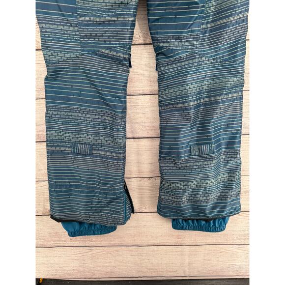 Burton DryRide Stripe Print Cargo Snowboard Pants Womens Medium Turquoise Blue - Picture 8 of 13